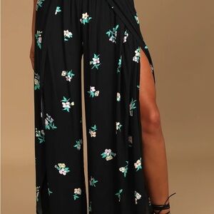 NWT Billabong Wide Leg Black and Green Pants